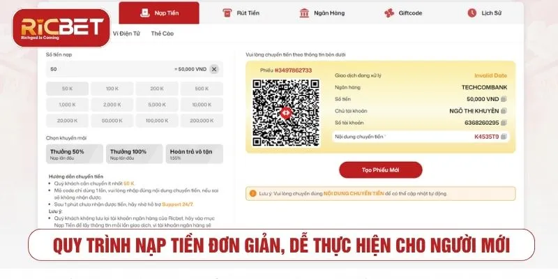 Hướng Dẫn Nạp Tiền RICBET Chi Tiết Và Nhanh Chóng Quy trình nạp tiền RICBET đơn giản, dễ thực hiện cho người mới