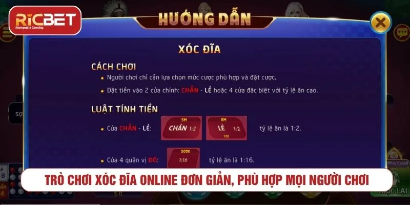 Cách Chơi Xóc Đĩa Trực Tuyến RICBET Dễ Hiểu Cho Người Mới Trò chơi xóc đĩa online đơn giản, phù hợp mọi người chơi